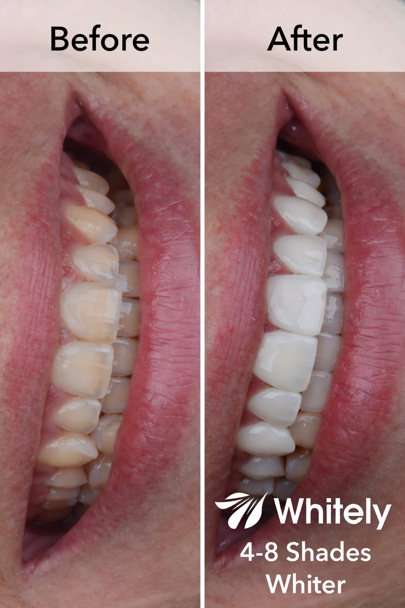 Side-by-side whitening result